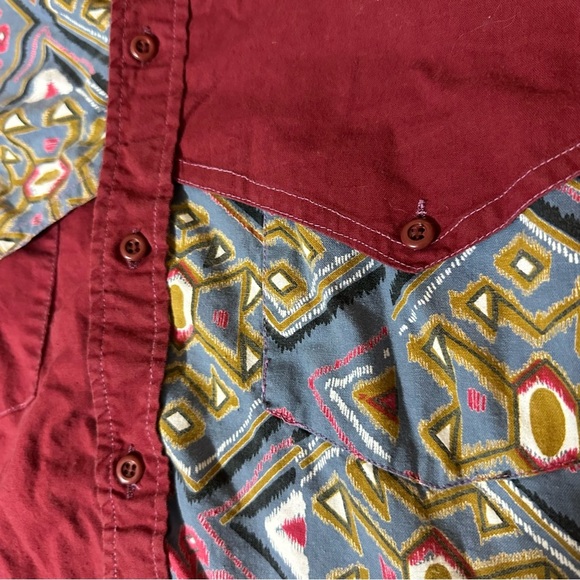 Vintage 90s Saddlebrook western Aztec print & Band Collar - Picture 6 of 7